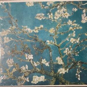 Almond Blossom Canvas Wall Art in Teal by Van Gogh